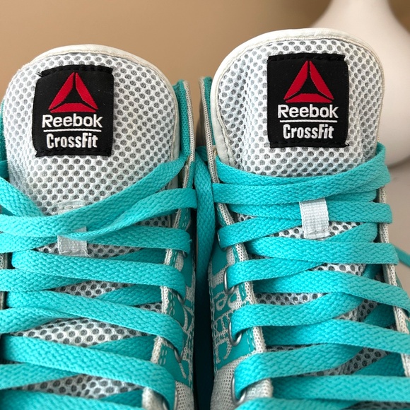 Reebok CrossFit Lite TR 010 HighTop Weight Training Shoes White/Turq Size 8 - Picture 8 of 17